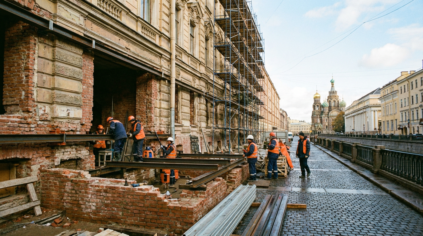 Усиление конструкций исторических зданий в центре Санкт-Петербурга: согласования КГИОП